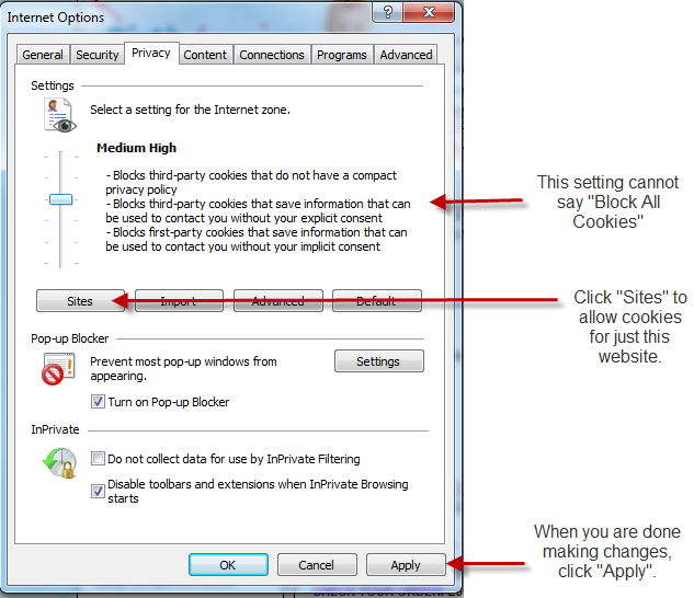 Explorer Cookie Settings Birthday Keepsakes